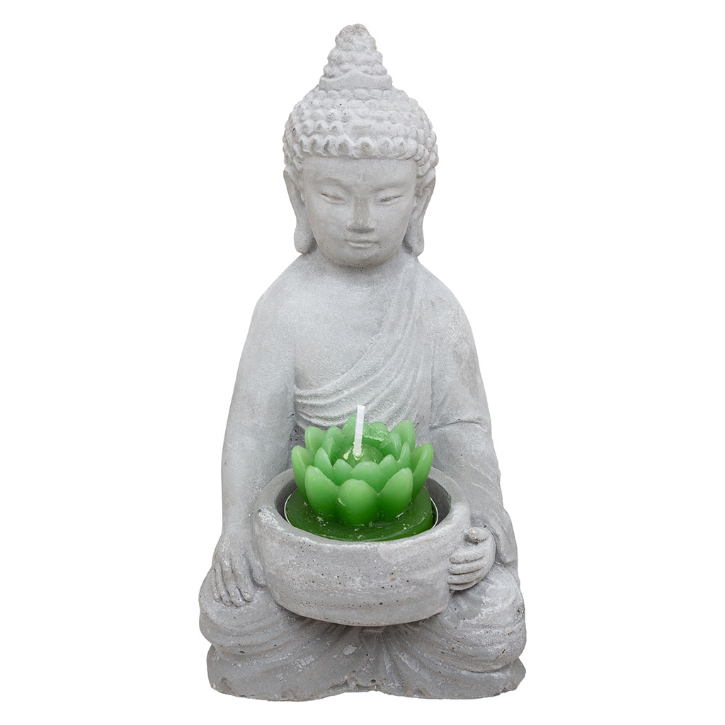 Photophore ciment bouddha H 15cm