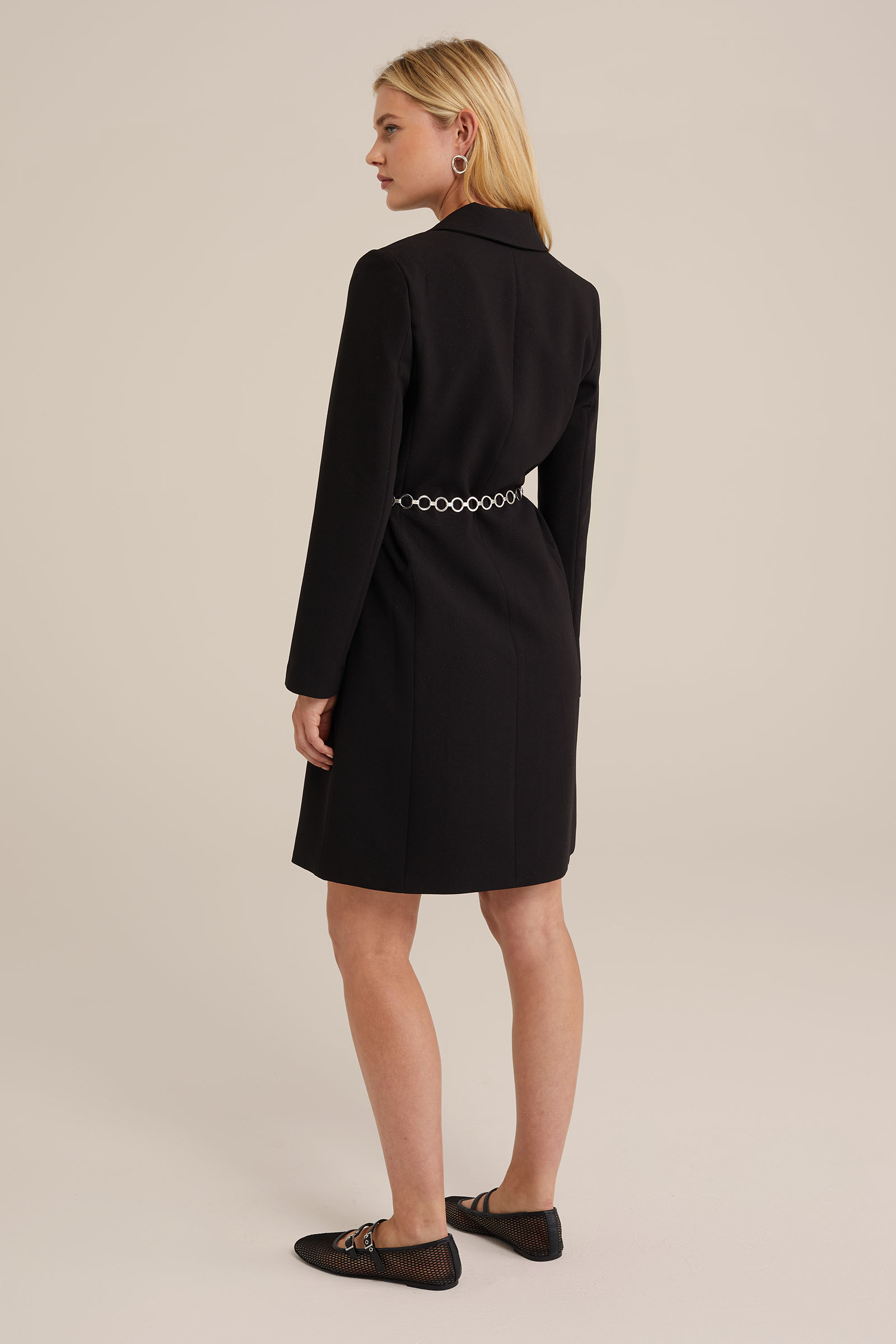blazerjurk met glittergaren WE Fashion Zwart
