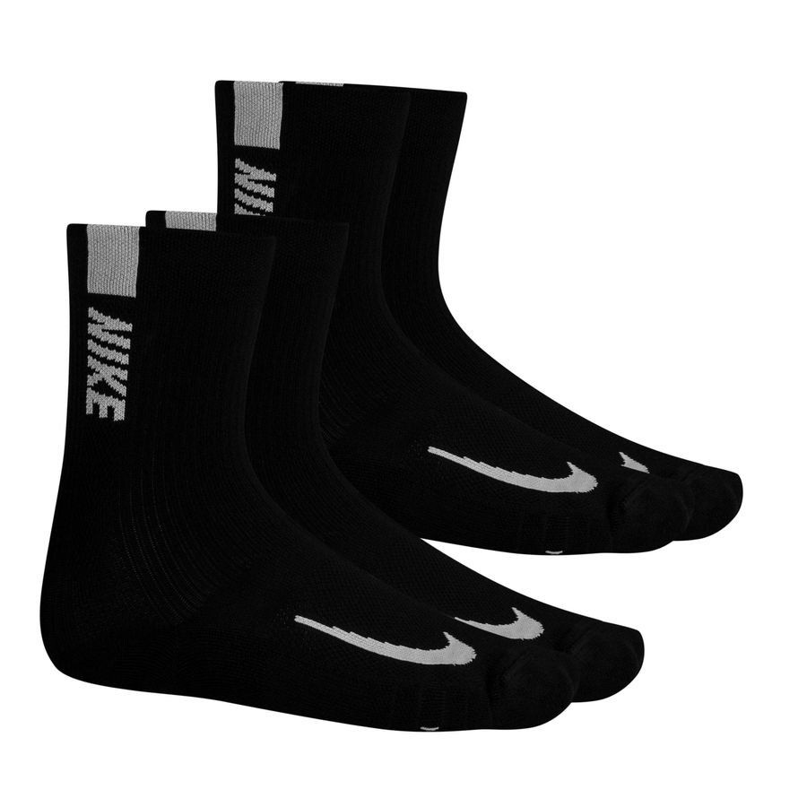 Nike Chaussettes Running Multiplier Crew 2-Pack - Noir/Blanc