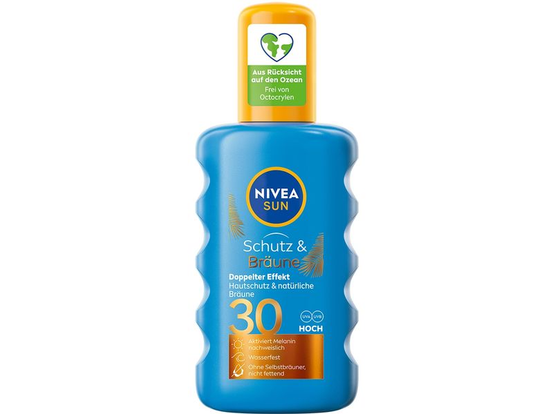 NIVEA SUN Sonnenspray Schutz und Bräune LSF 30 200 ml Sonnenpflege für eine schöne, gesund aussehende Bräune