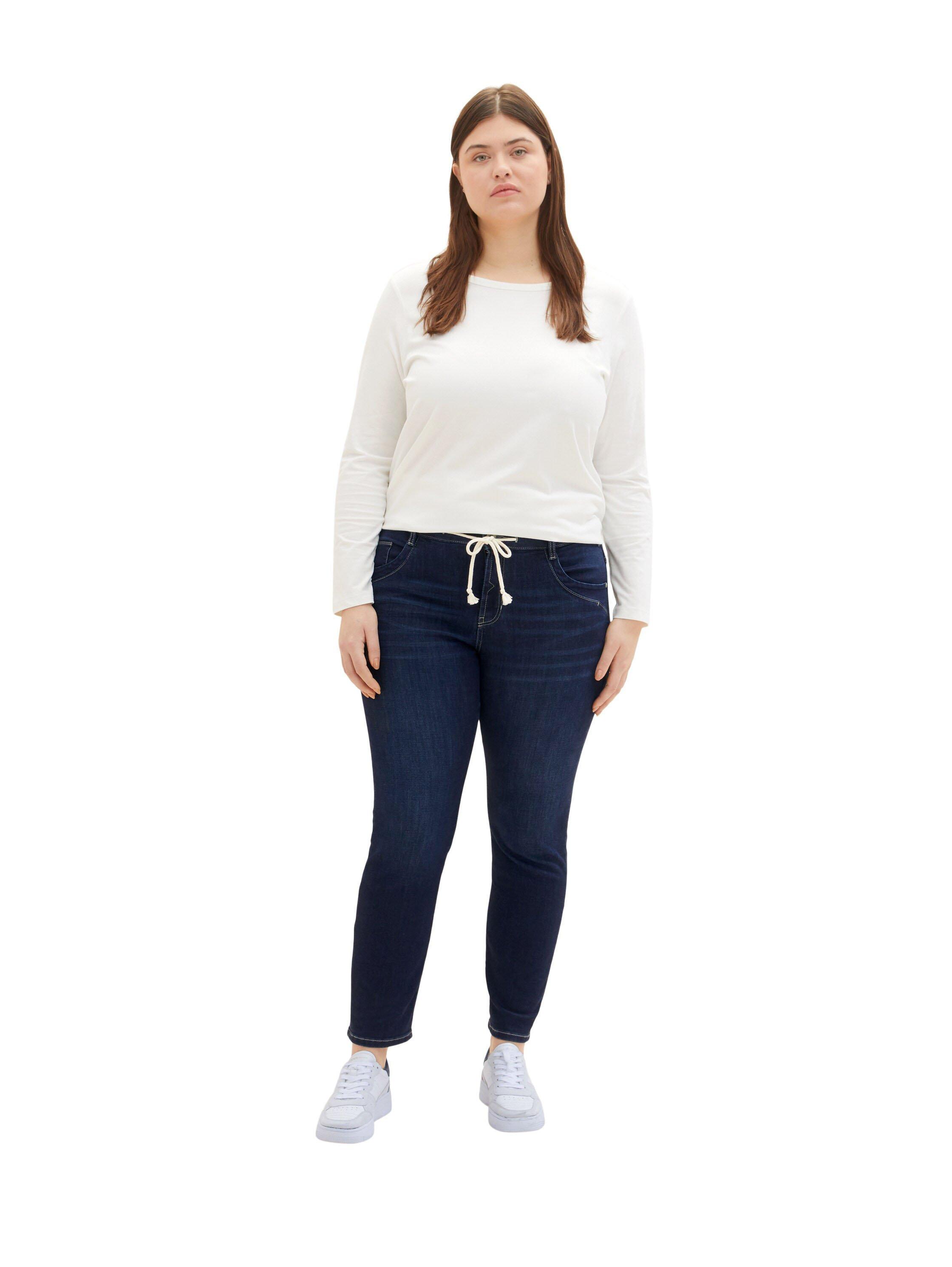Schmale Jeans mit Kordel am Bund
