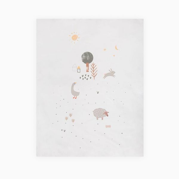 Pirulos Colcha com Enchimento Granja Branco/teja 80x50