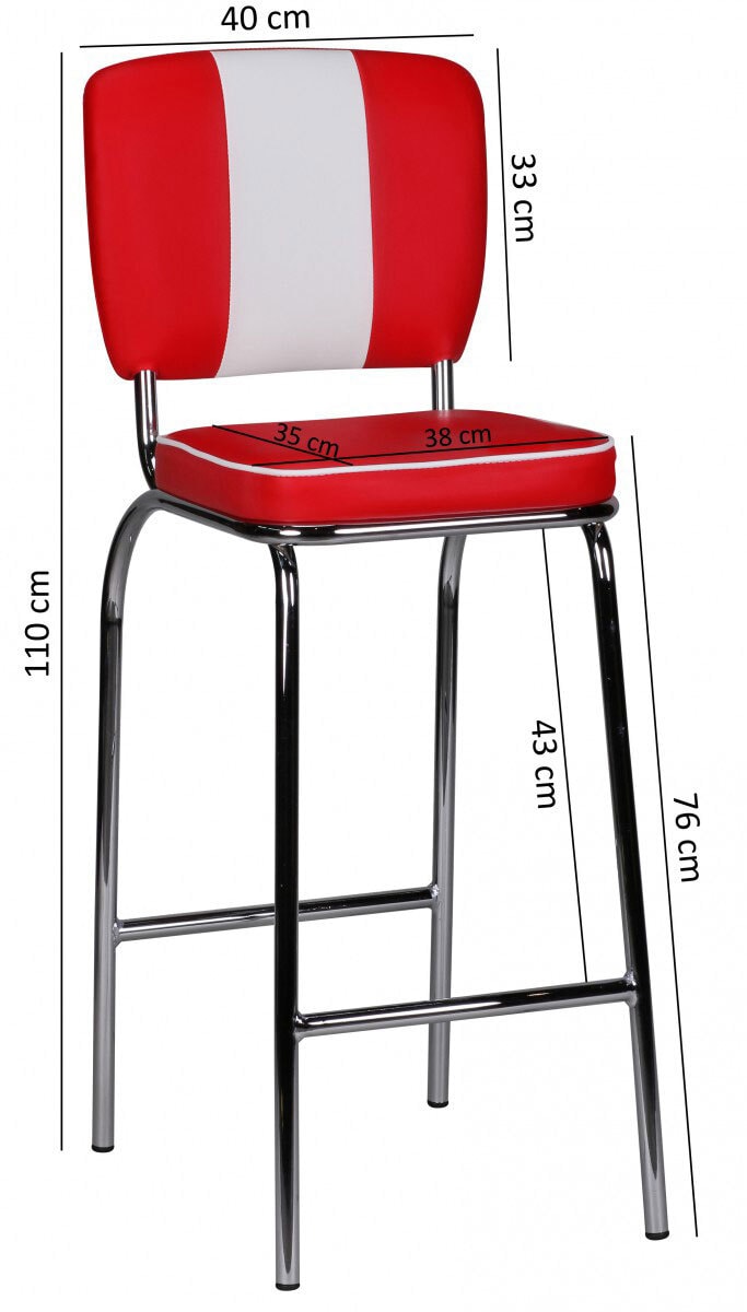 Barhocker Lederlook rot/ weiß