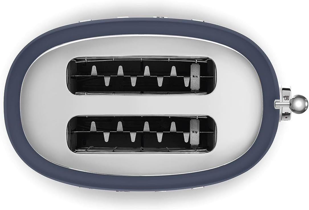 Smeg, 2x2 TSF01NBEU -Toaster, 2 Schlitze für 2 Scheiben, 6 Vergoldungsniveaus, Heizfunktion, Abtau- und Bagel- Funktion, Sammelschublade, 950W, Navy Blue