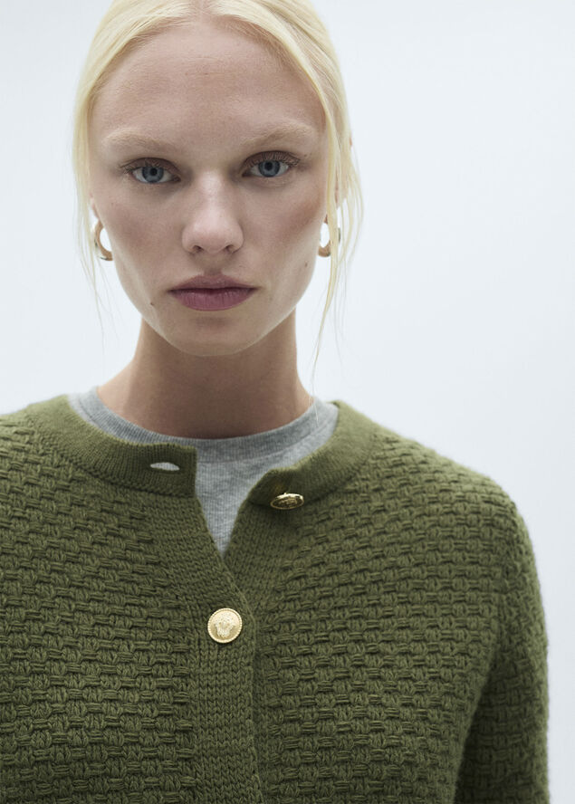 MANGO Knitted jacket. -- CUNA Beige - khaki