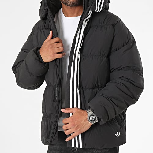 Doudoune Capuche A Bandes Down Regen Rift HZ0688 Noir
