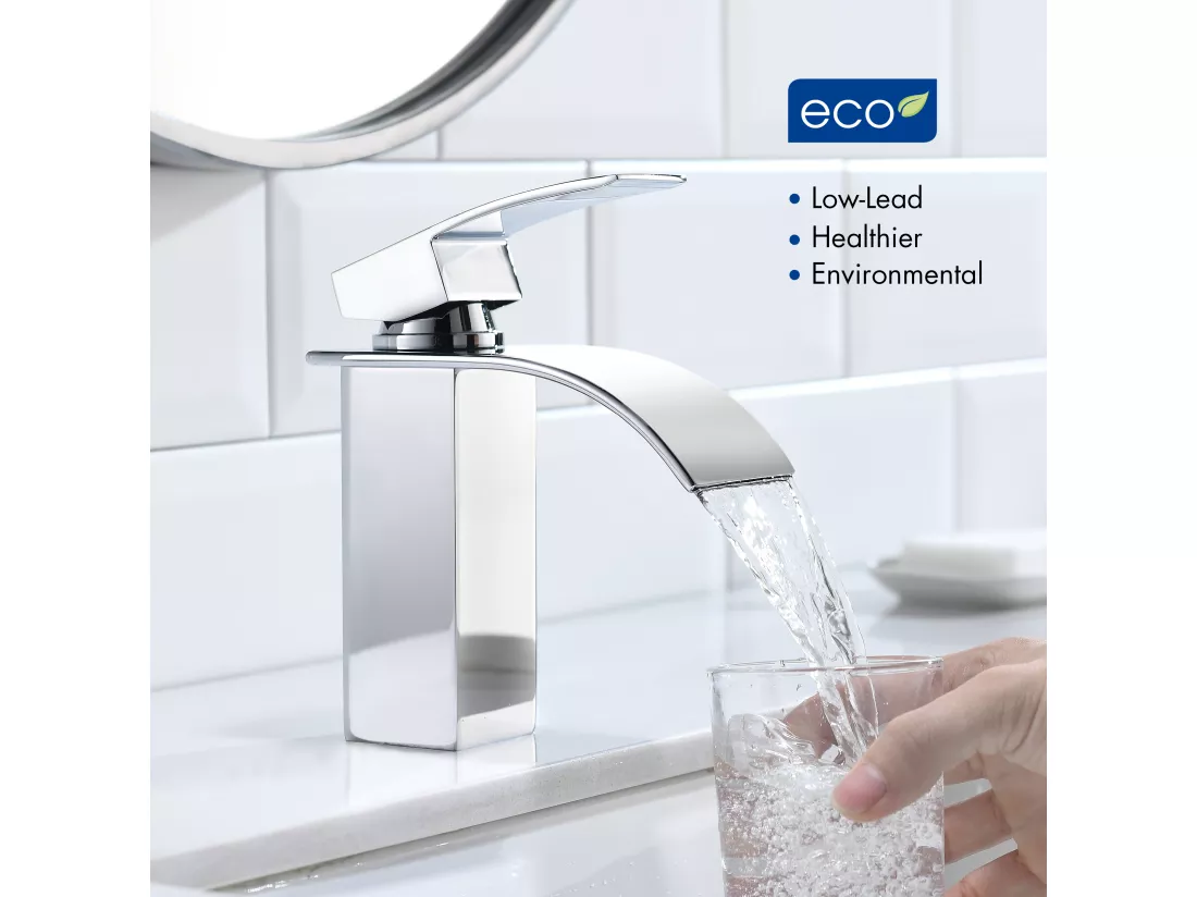 Cecipa max Robinet de Lavabo de Salle de Bain Cascade, Mitigeur de Lavabo à Poignée Unique, Eau Chaude et Froide, Chromé!,EU Modèle