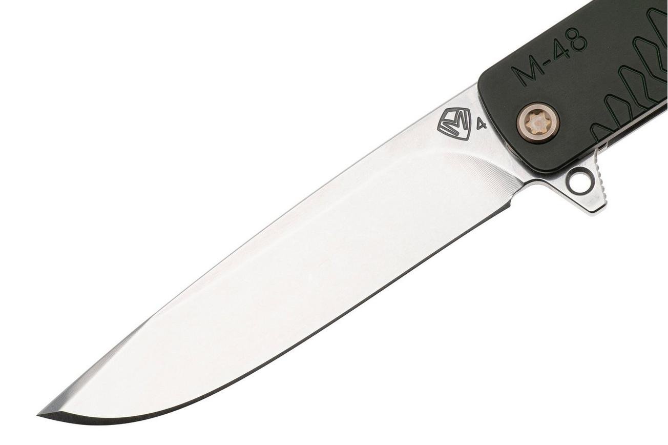 Medford M-48, 25-M48-02, S45VN Tumbled Blade, Green Aluminum Handle, Bronze Hardware zakmes