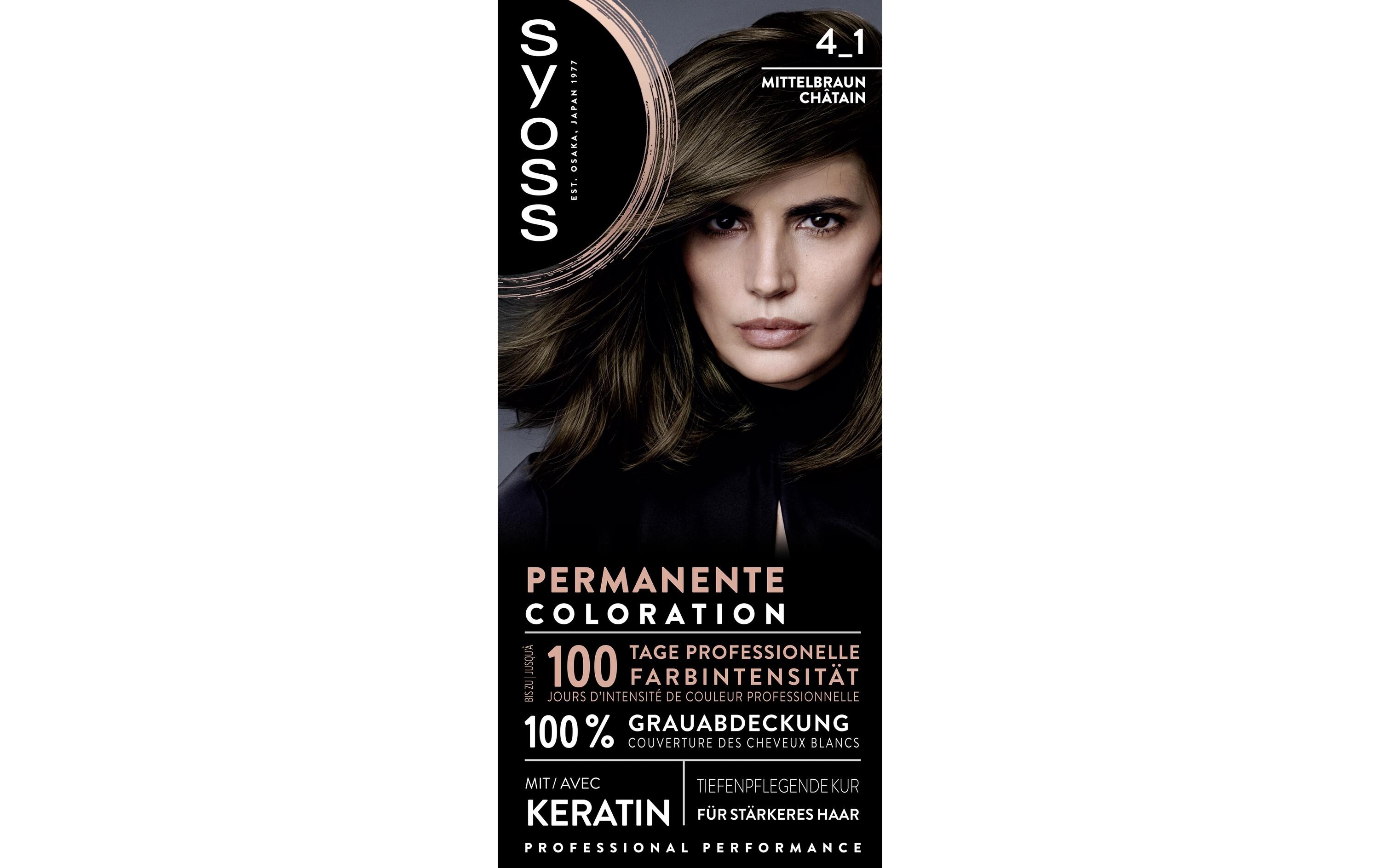 Haarcoloration 4-1 MittelbraunPermanente Coloration mit Keratin verleiht professionelle Farbintensität