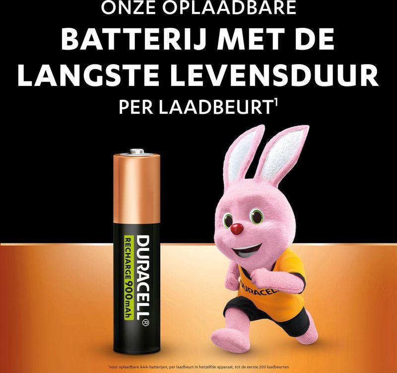 Duracell Oplaadbare AAA batterijen - 900 mAh NiMH - 4 stuks