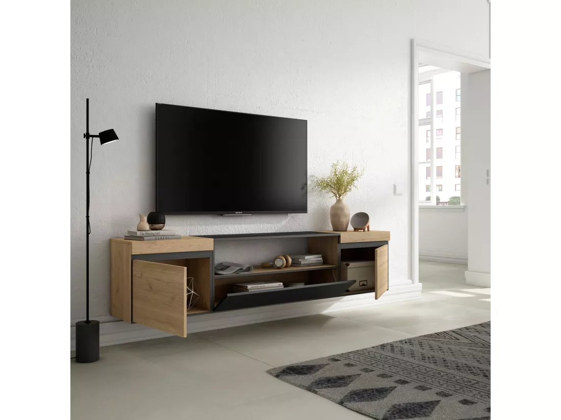 Meuble TV, Banc Télé, 200x45x35cm, Pour les TV jusqu'à 80