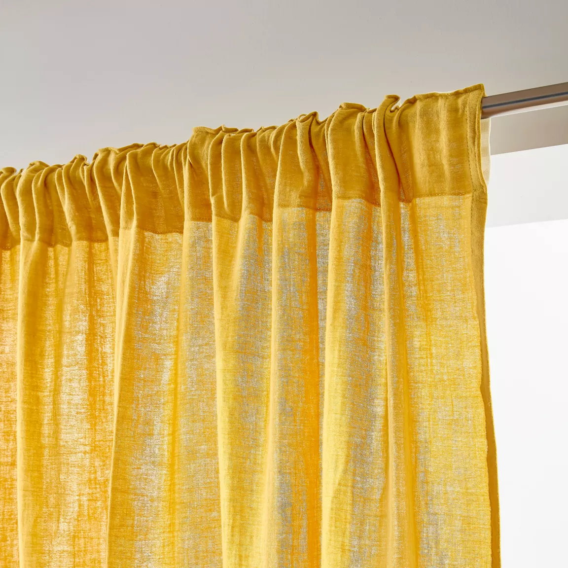 Rideau gaze de coton galon fronceur (180 x 240 cm) Gaïa Jaune safran