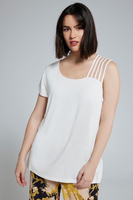 T-Shirt, Classic, asymmetrischer Ausschnitt, Cup-Ärmel