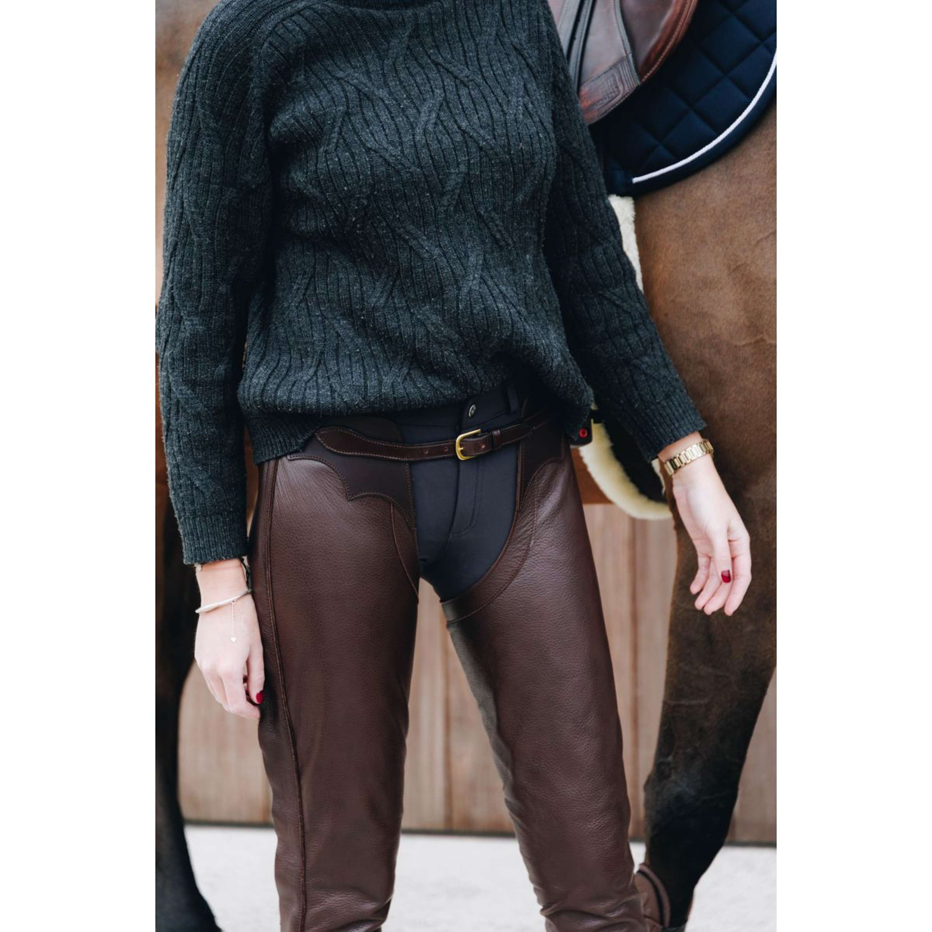 Dyon Lange Chaps Leer Standard Bruin