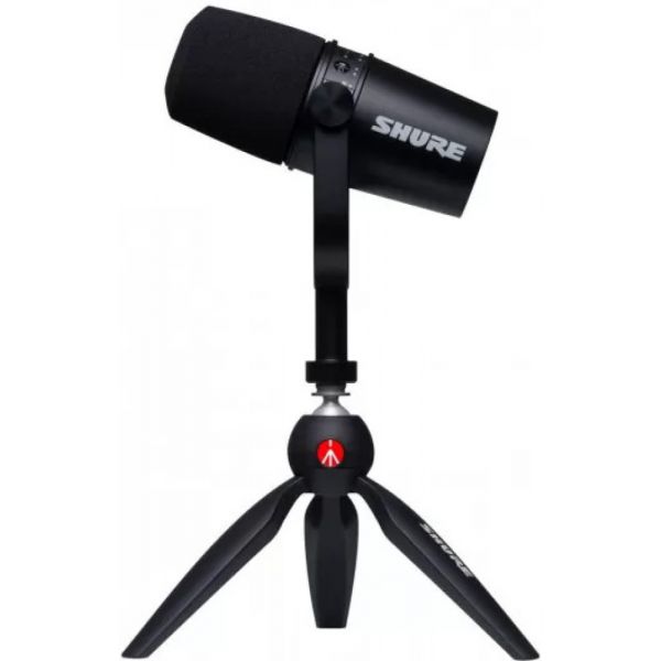 Shure Pack Microfone Dinâmico MV7 Podcast XLR/USB   Tripe