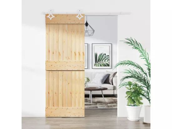 Porte coulissante et kit de quincaillerie 85x210 cm pin massif