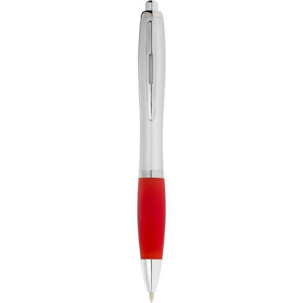 EgotierPro 107077 - Stylo bille avec corps argenté et grip coloré Nash