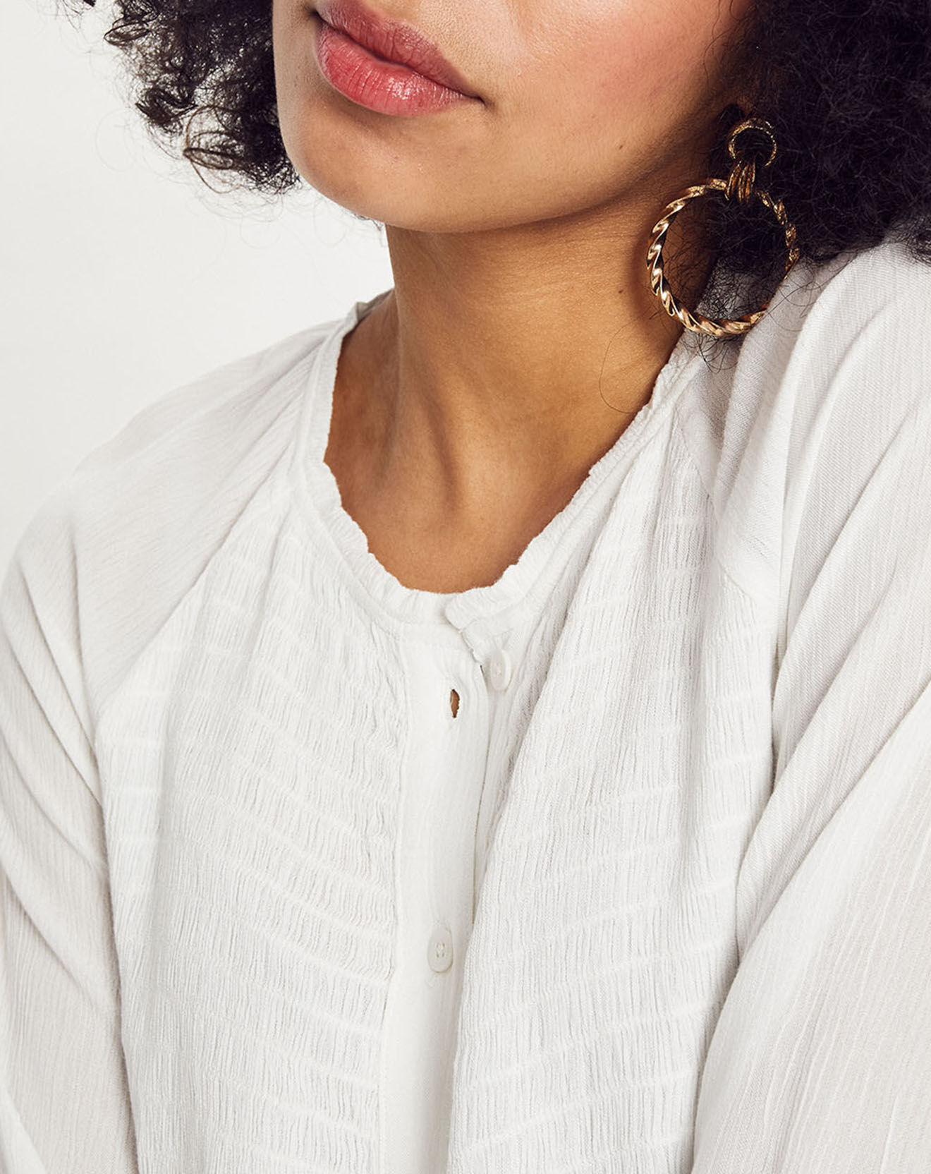 Esprit Chemise fluide boutons smocks blanche