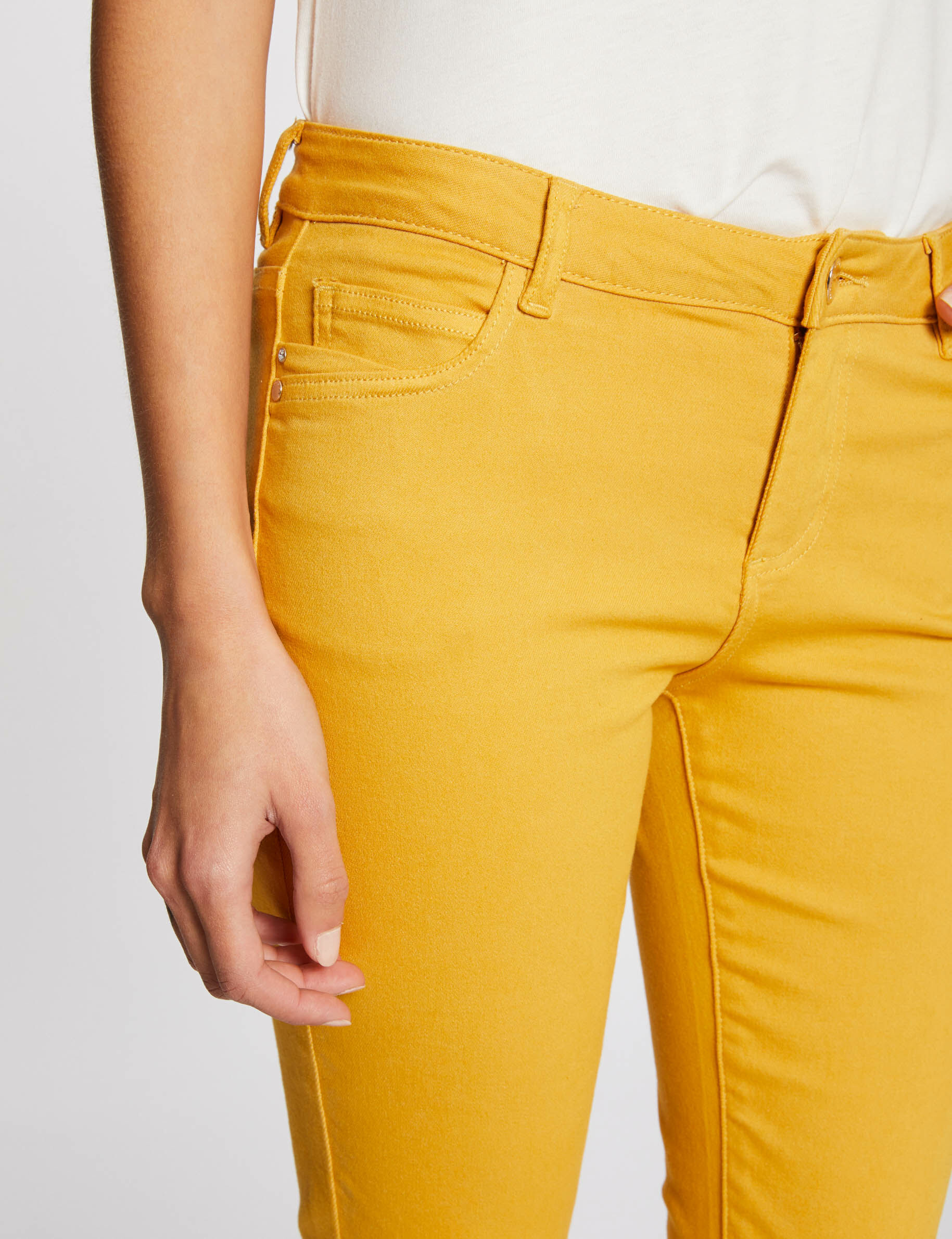 Jeans skinny taille basse moutarde femme - moutarde