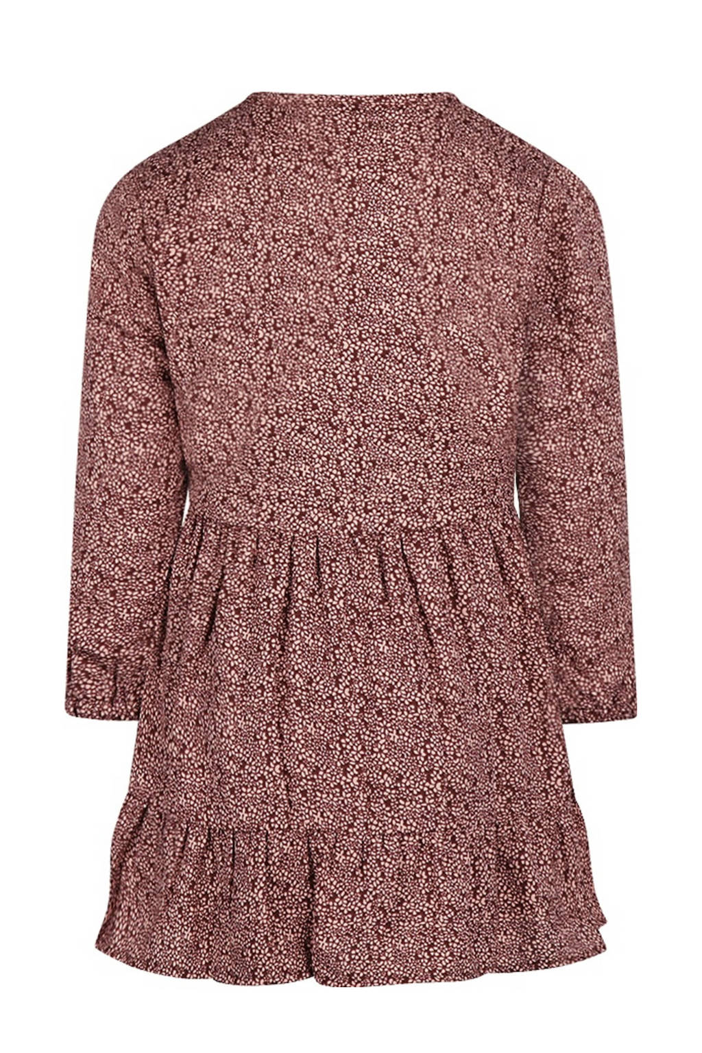 Koko Noko trapeze jurk met all over print donkerroze/ecru