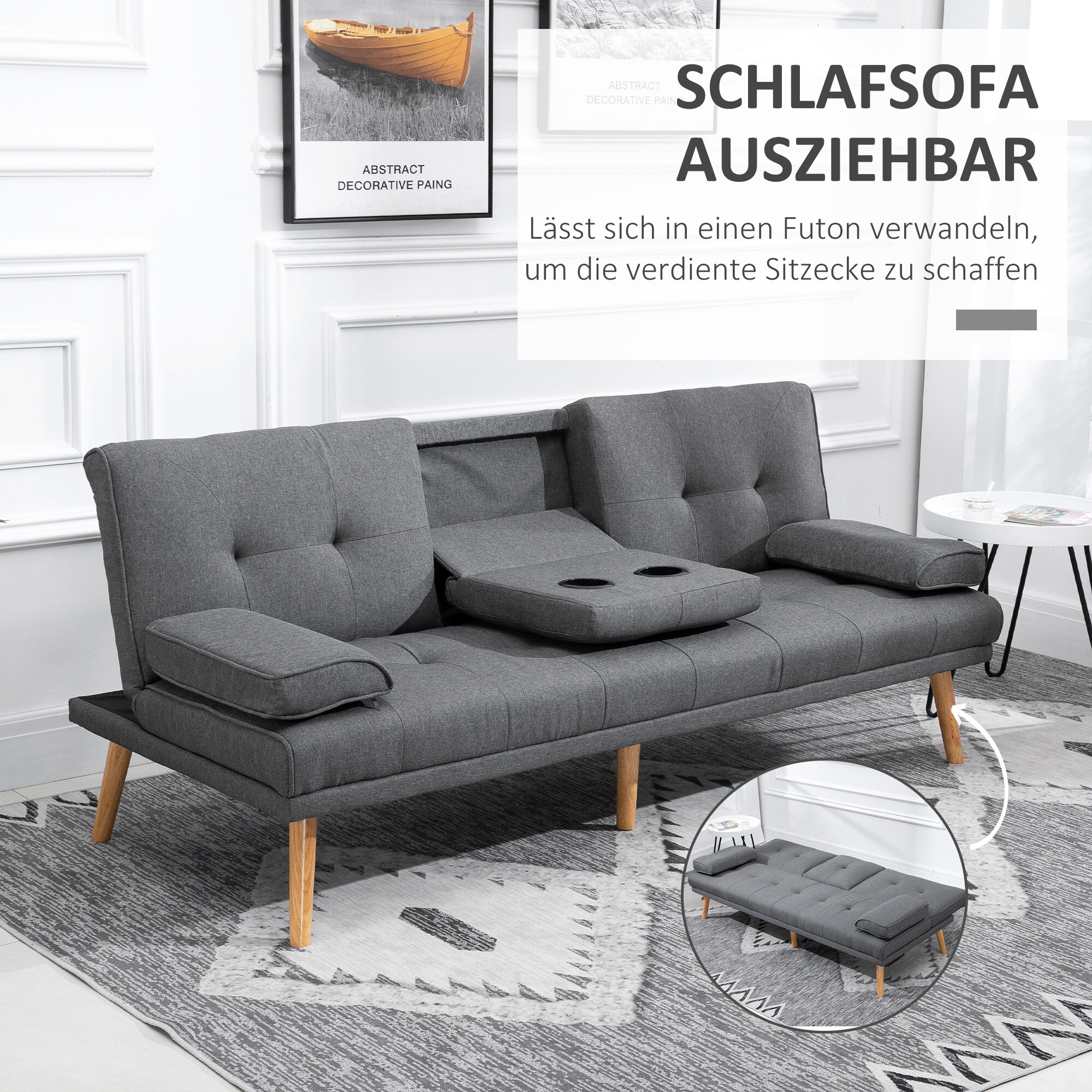 HOMCOM Schlafsofa als 3-Sitzer