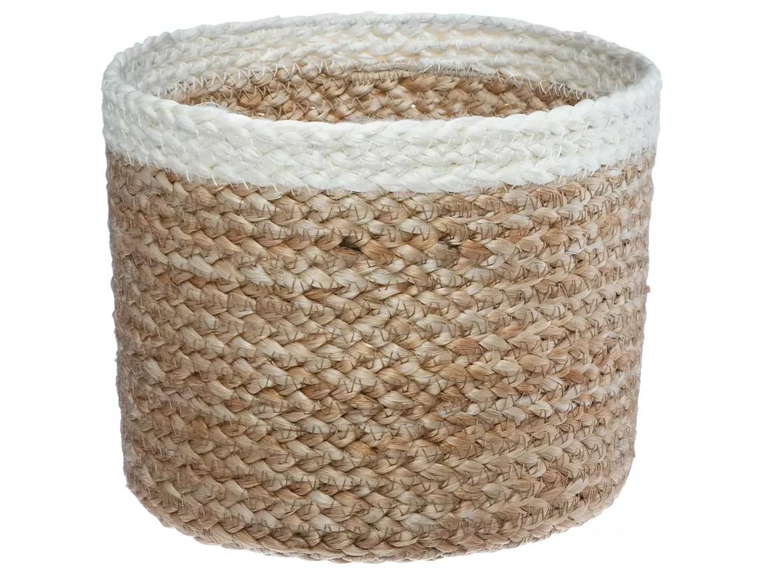 Set de 3 Paniers de rangement en Jute Naturel et Blanc