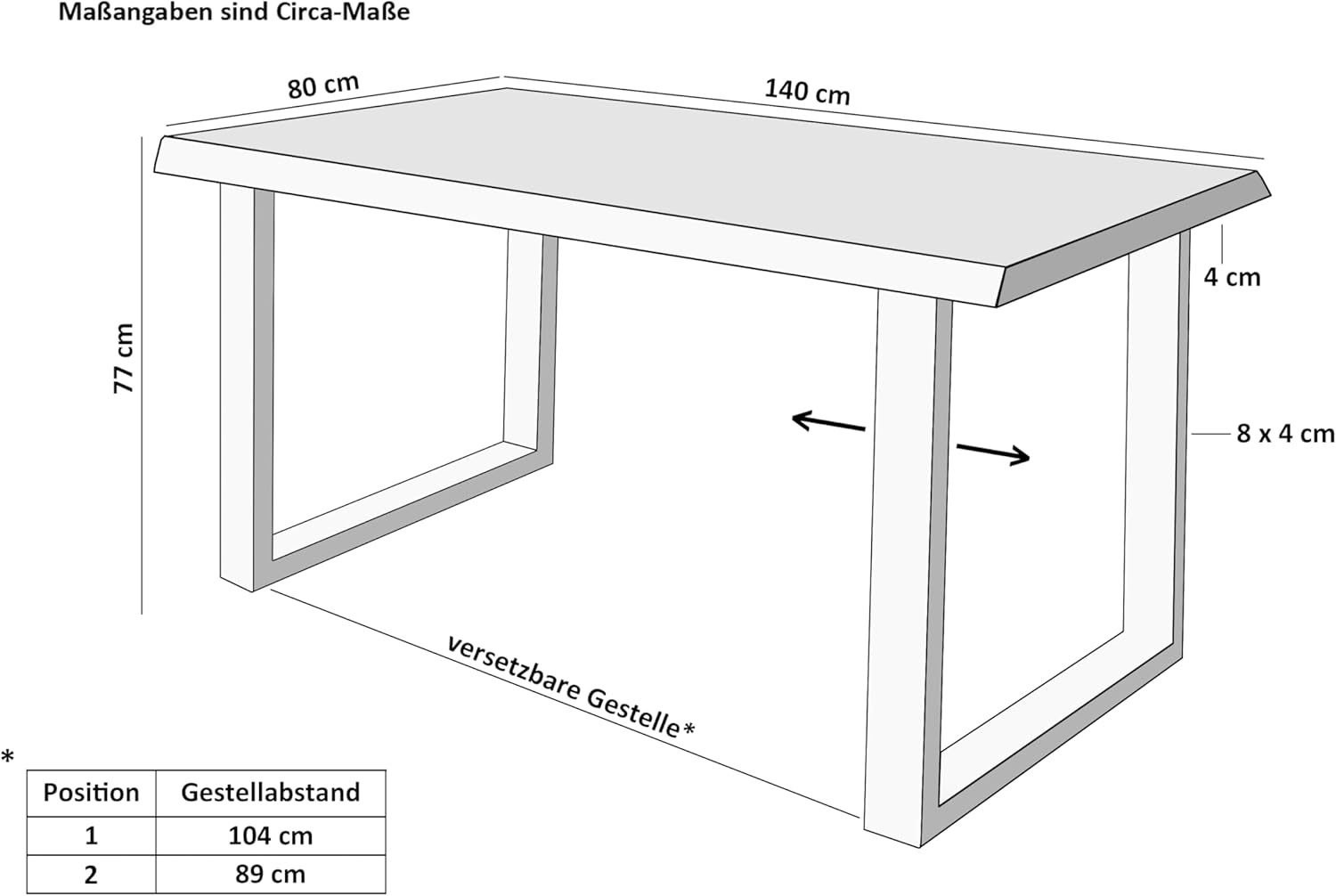 SAM Esstisch Josy | 140 x 80 cm | Holz Wildeiche-Optik | U-Gestell Metall schwarz | 40 mm Tischplatte mit Baumkante | Tisch für Esszimmer & Küche
