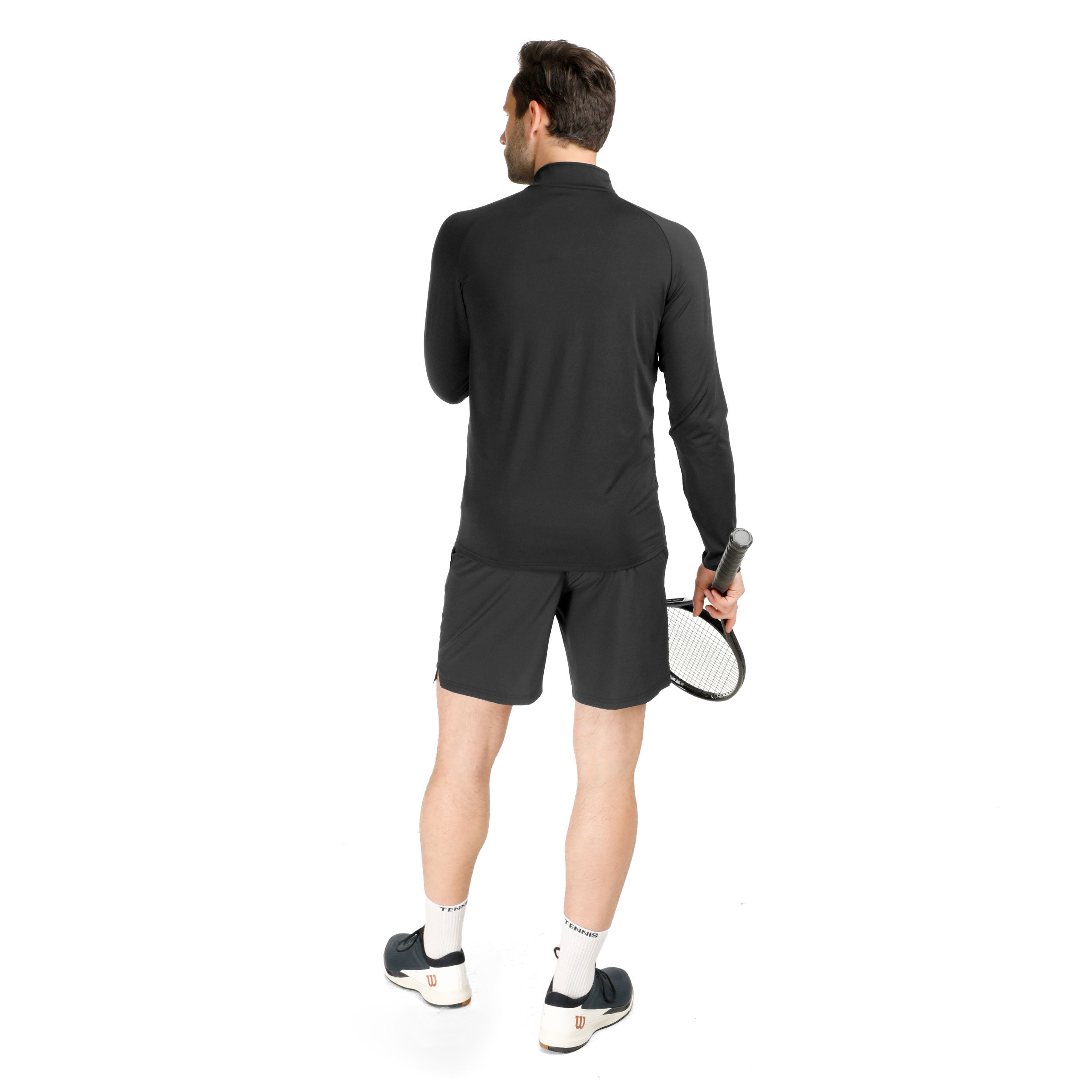 Quiet Please Big Serve 1/4 Zip Haut Manches Longues Hommes - Noir , Blanc