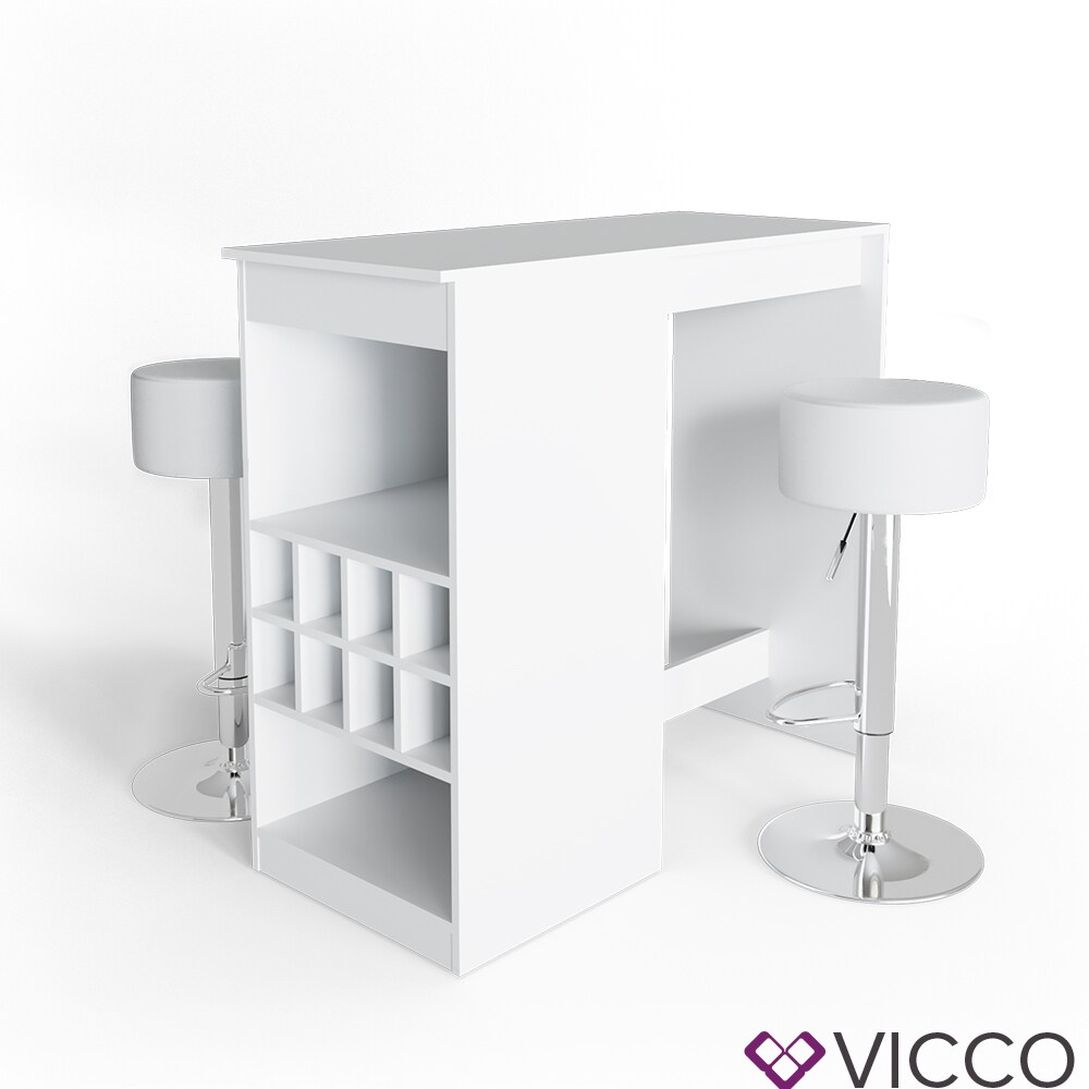 VICCO Bartisch ROSS Weiß Bartresen Stehtisch Tresentisch Bistrotisch Tisch inkl. Barhocker