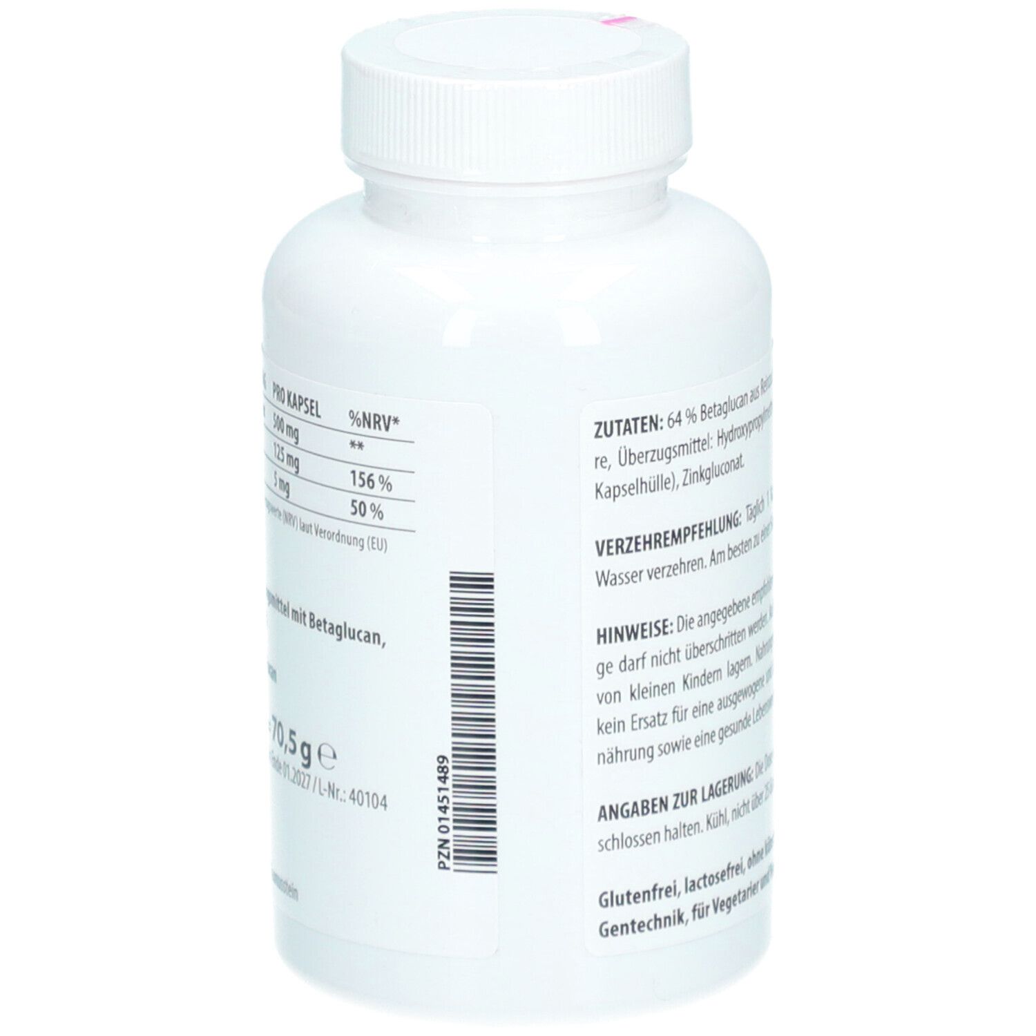 Betaglucan 500 + Vitamin C + Zink