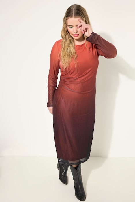 Maxikleid, Mesh, Slim Shape, Drapierung