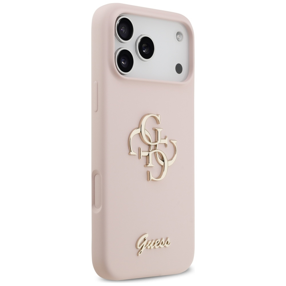 iPhone 17 Pro Max Silikon Hardcase Hülle Big 4G Script (GUHCP17XSC4GSMP) - Rosa