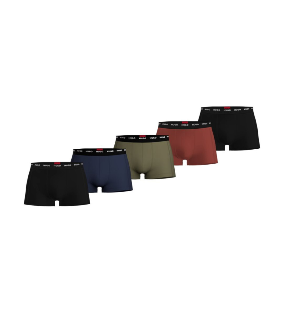 Pacote com 5 cuecas boxer HUGO com logotipo multicolorido.