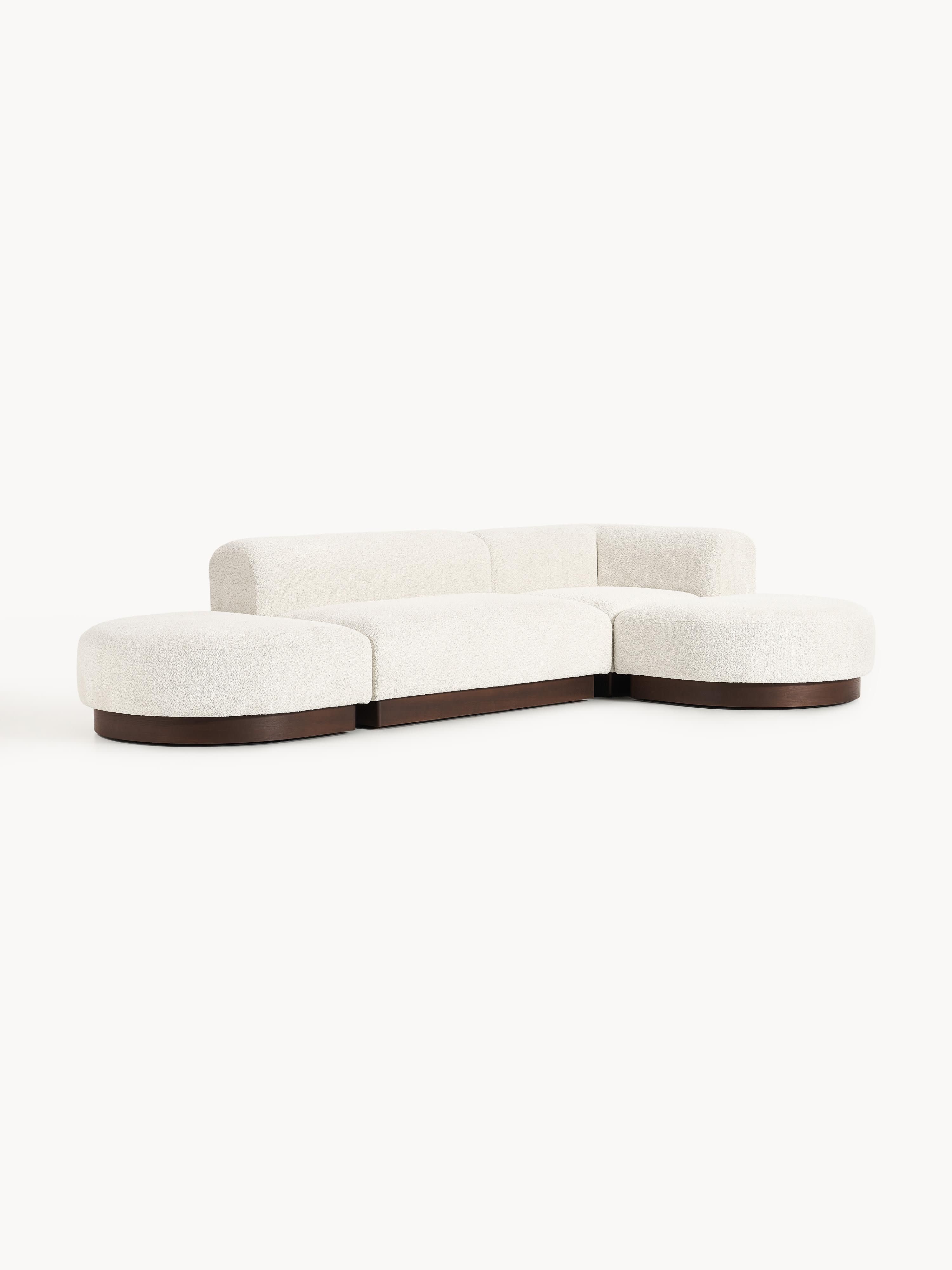 Modulaire hoekbank Natalie van teddy-bouclé