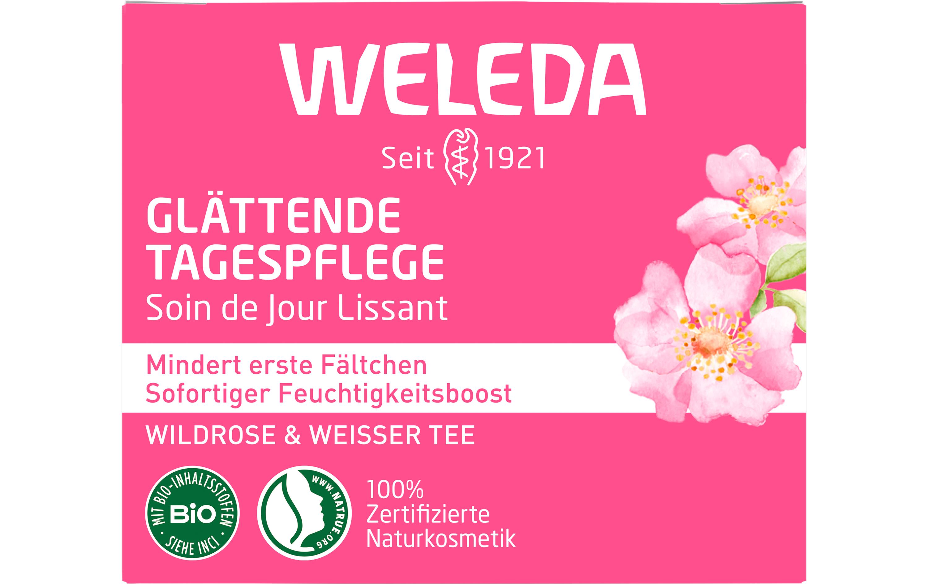 Tagescrème Wildrose und Weisser Tee 40 mlNatürliche Tagespflege mindert erste Fältchen