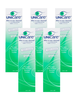 Unicare Alles-in-een vloeistof Voor Harde Contactlenzen Multiverpakking 5x240ML