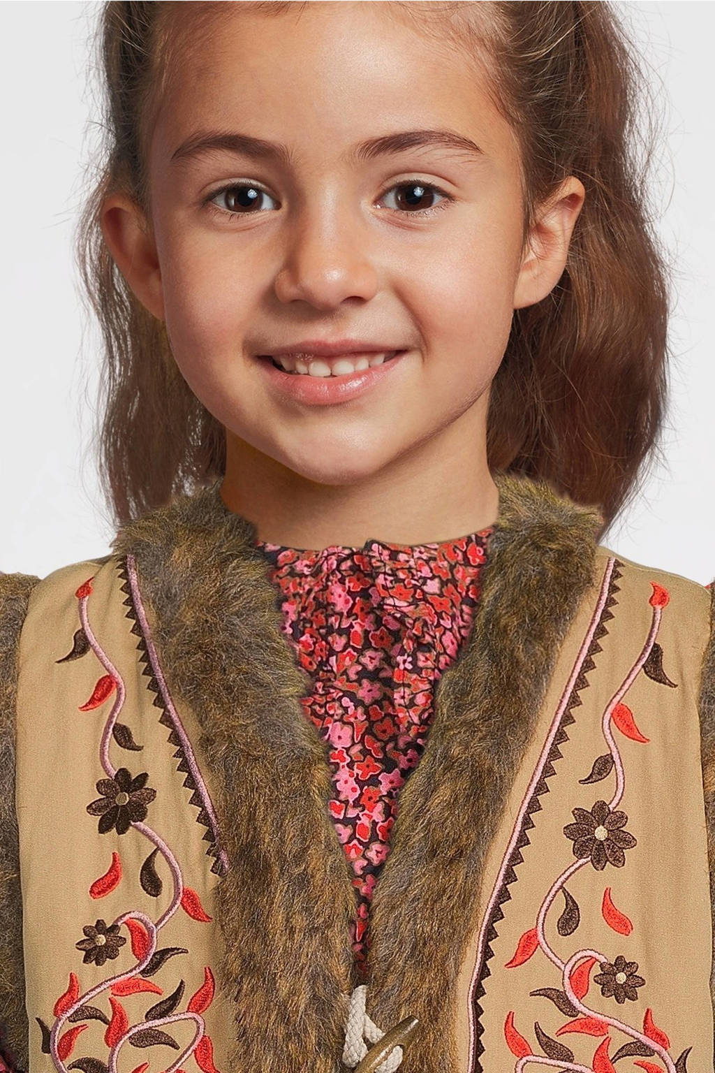 LOOXS imitatiebont gilet met printopdruk bruin