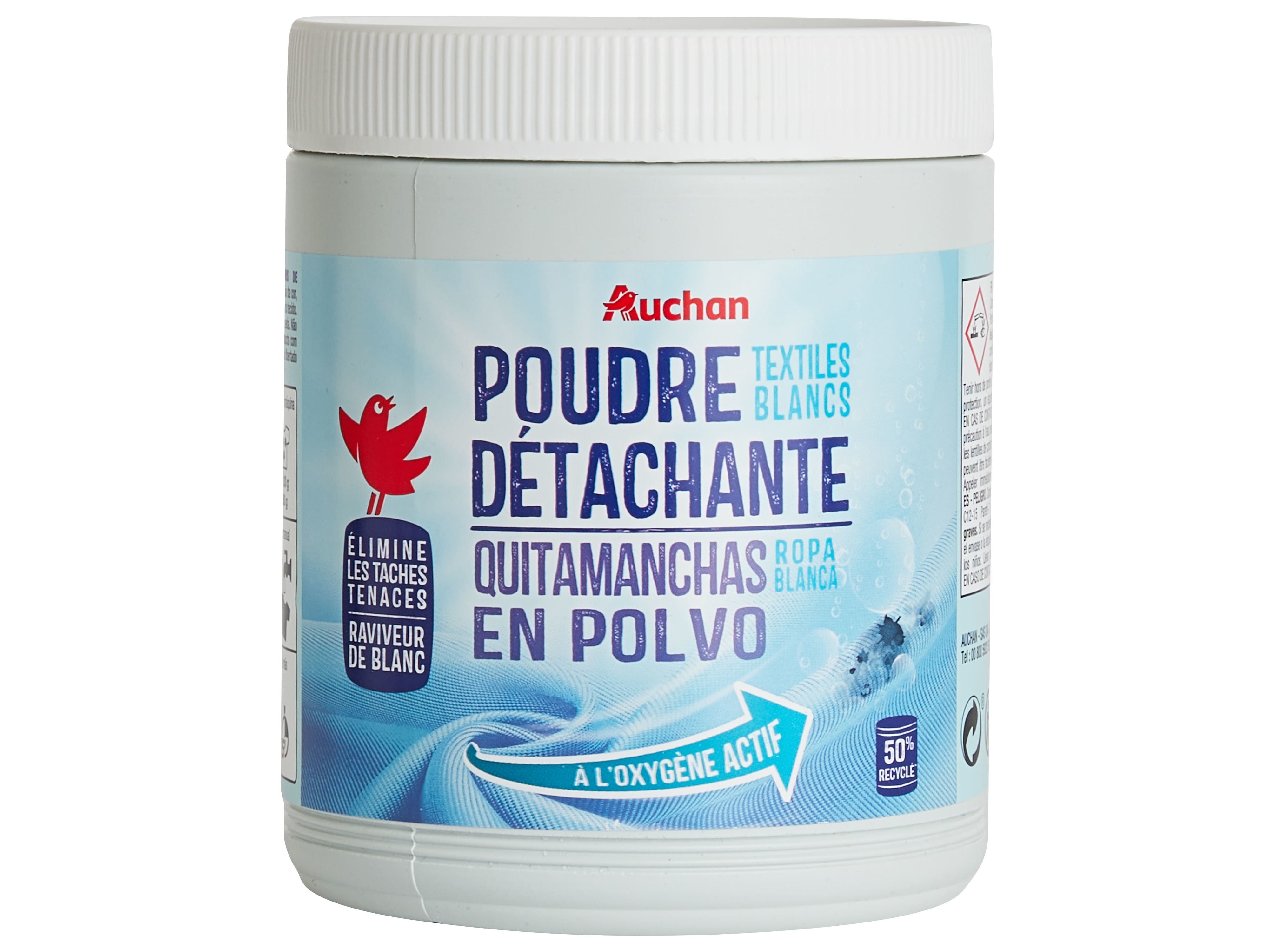 TIRA NÓDOAS EM PÓ PARA ROUPA AUCHAN OXI ACTIVE BRANCO 1KG