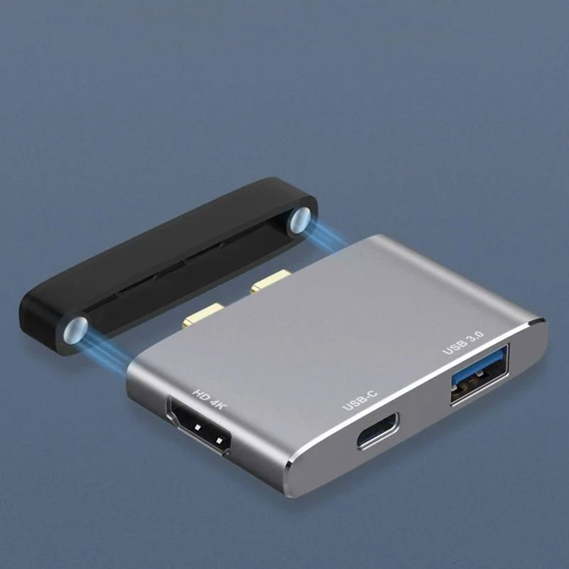Dual USB-C Multiport Adapter Hub mit HDMI 4K / USB 3.0   USB-C (PD / 3.0) Kompatibel mit Apple MacBook - Silber