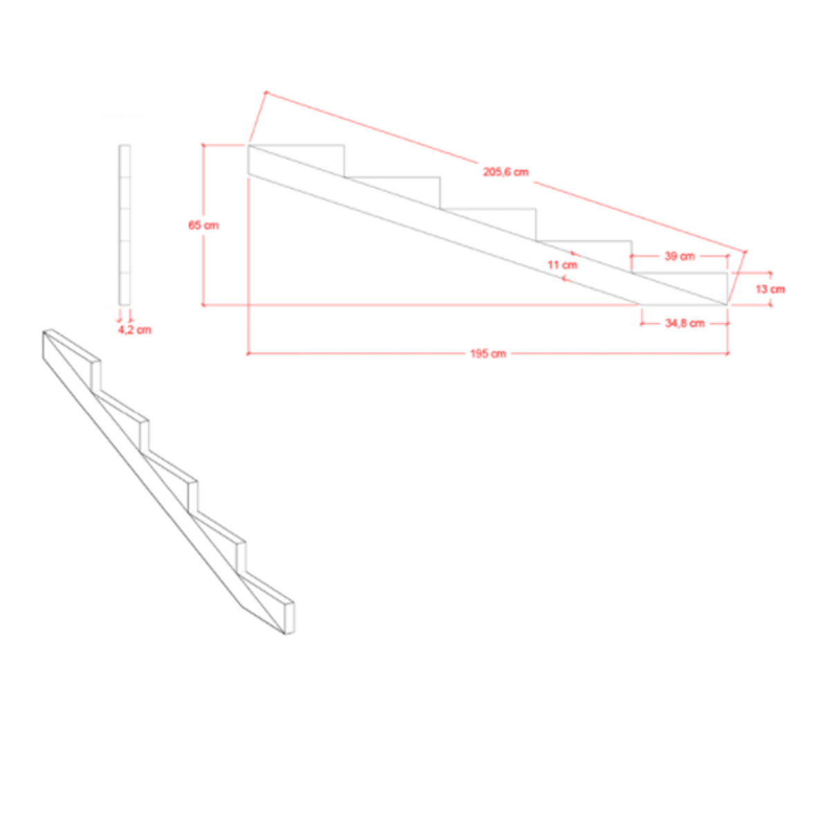 XL Trapboom 5 treden – geïmpregneerde houten buitentrap, tuintrap, terrastrap