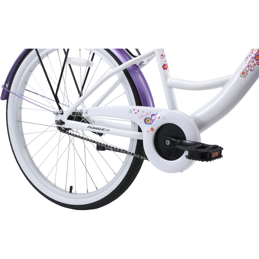 Bikestar Kinderrad 24 Zoll Classic lila, weiß