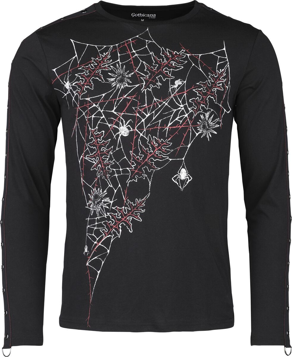 Haut Manches Longues avec Toiles d'Araignée & Feuilles | Gothicana by EMP T-shirt manches longues