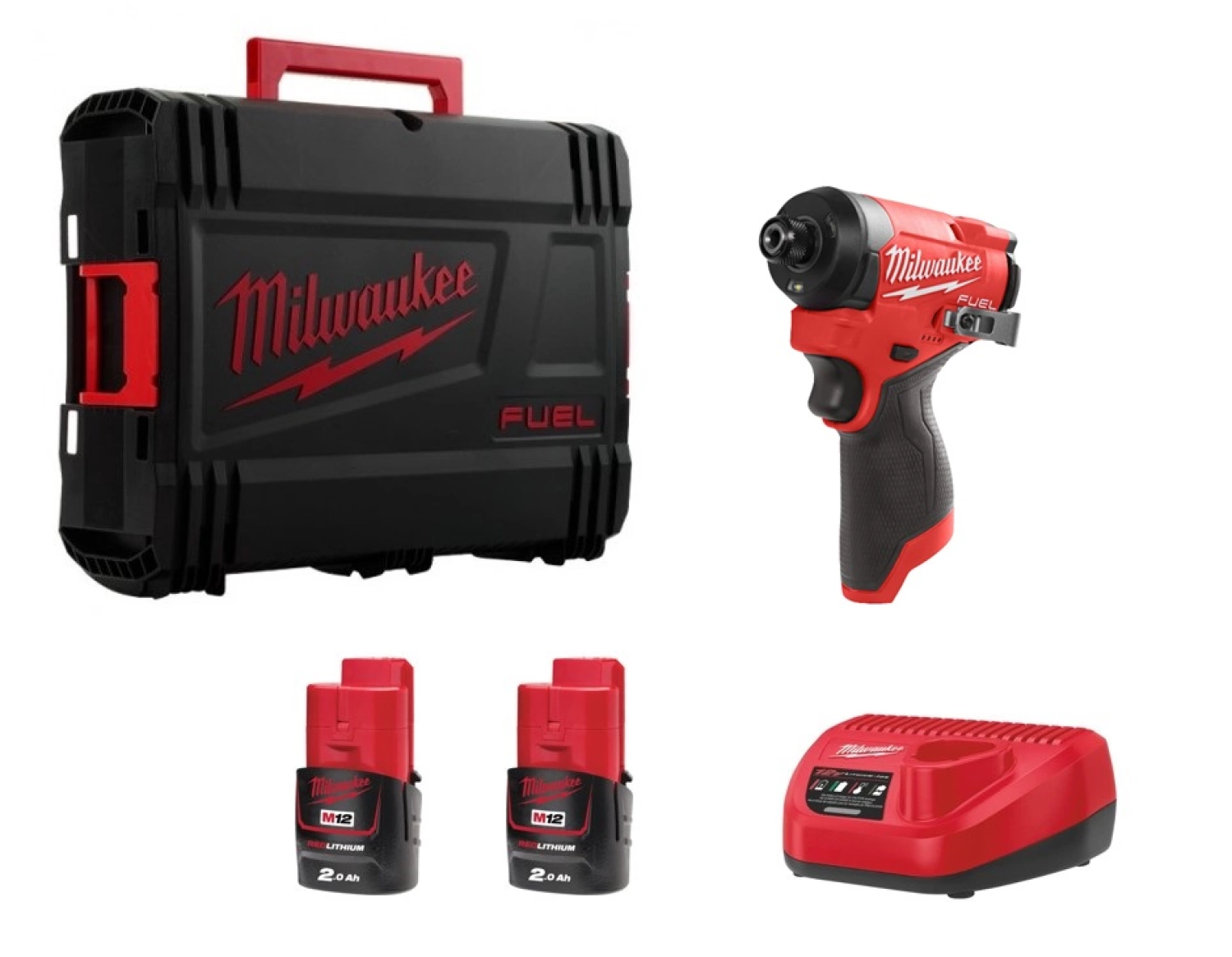 Milwaukee M12 FID2-202X 12V Li-Ion accu slagschroevendraaier set (2x2.0Ah) in HD-box - 170Nm - koolborstelloos