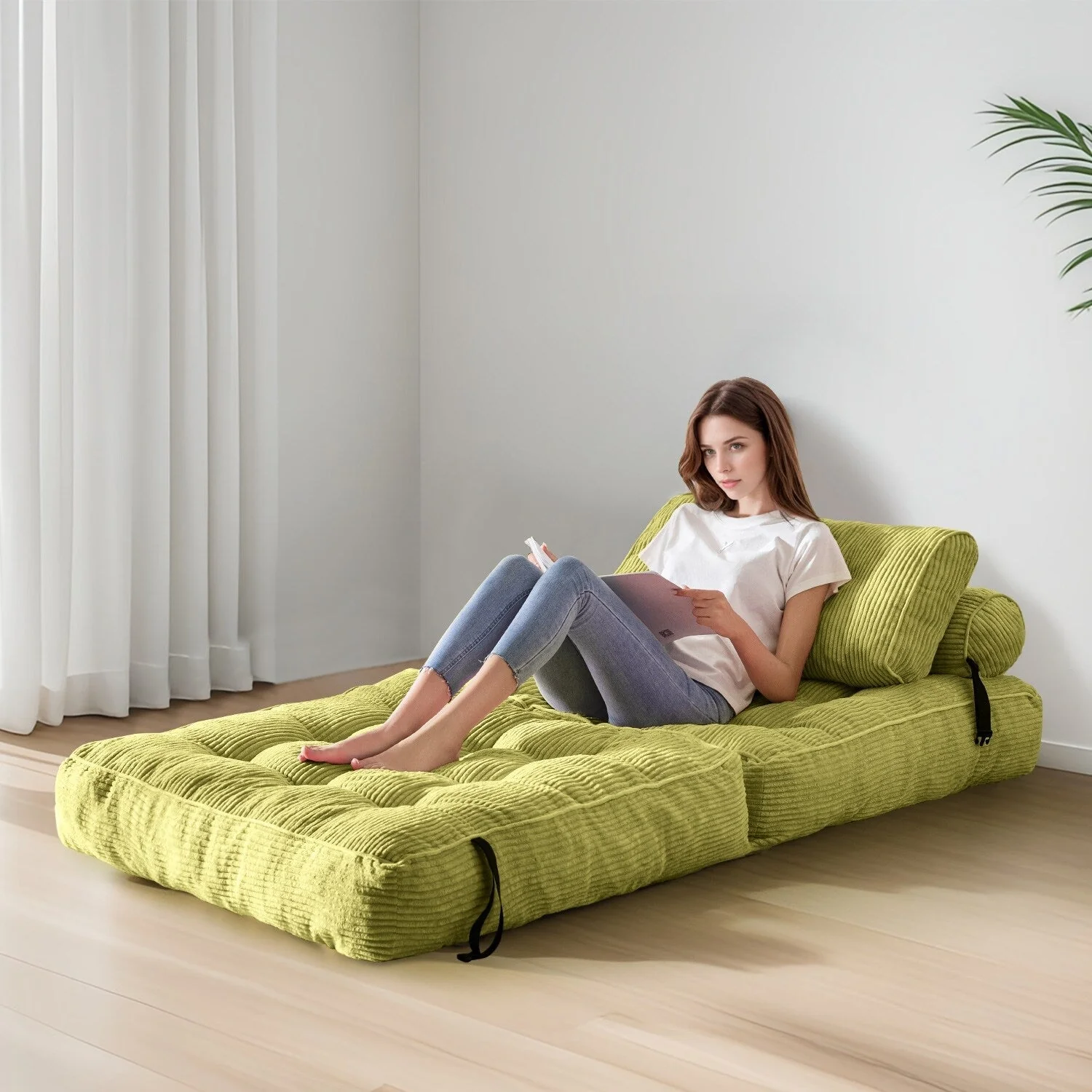 8 Corduroy Folding Couch Sofa Bed,Single