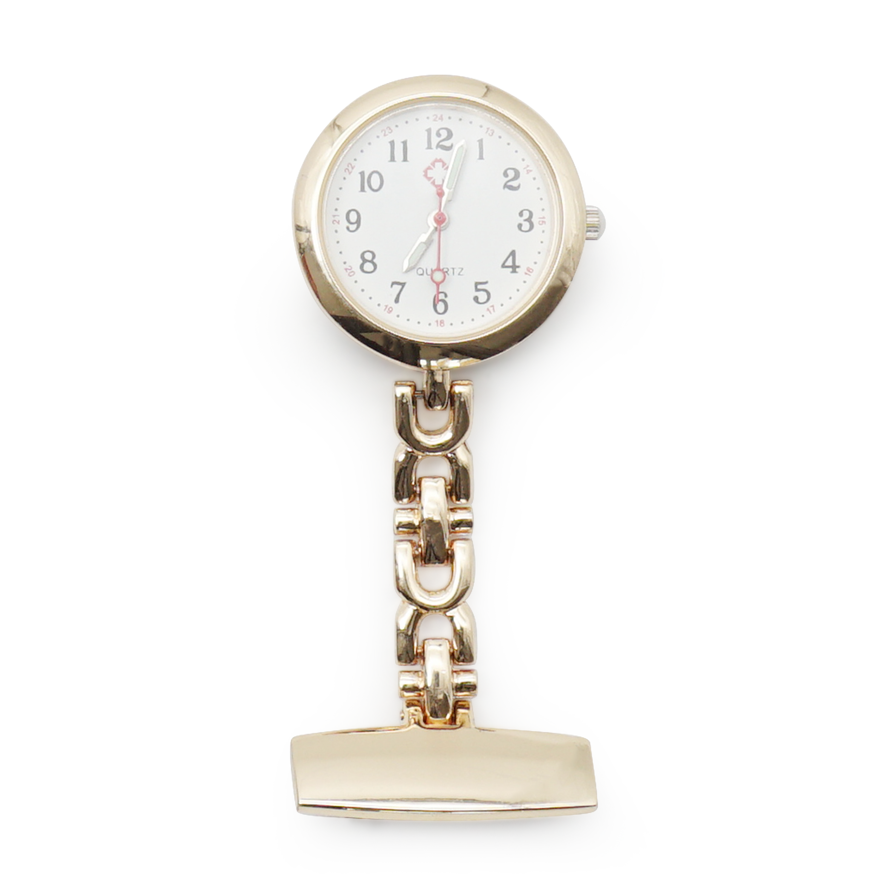 Analoge Quartz Krankenschwester Uhr Ansteckuhr mit Sicherheitsnadel - Gold