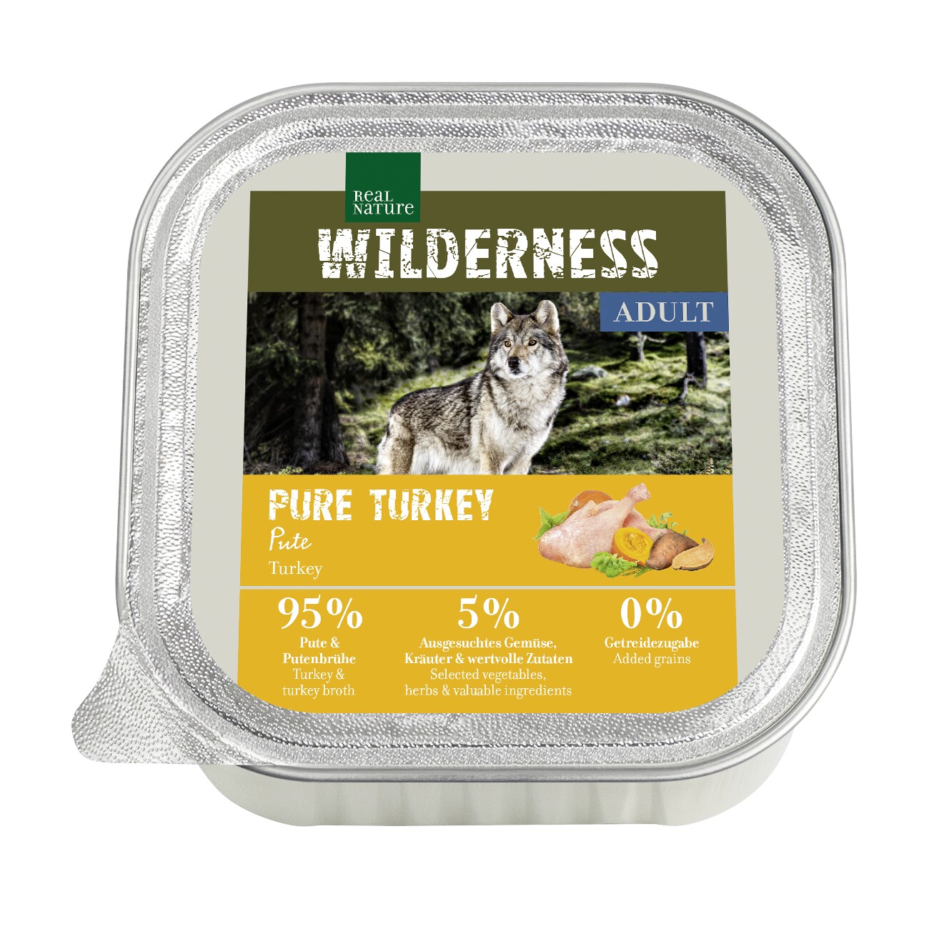 REAL NATURE WILDERNESS Nassfutter Hund, Adult, Pure Turkey 16x100 g