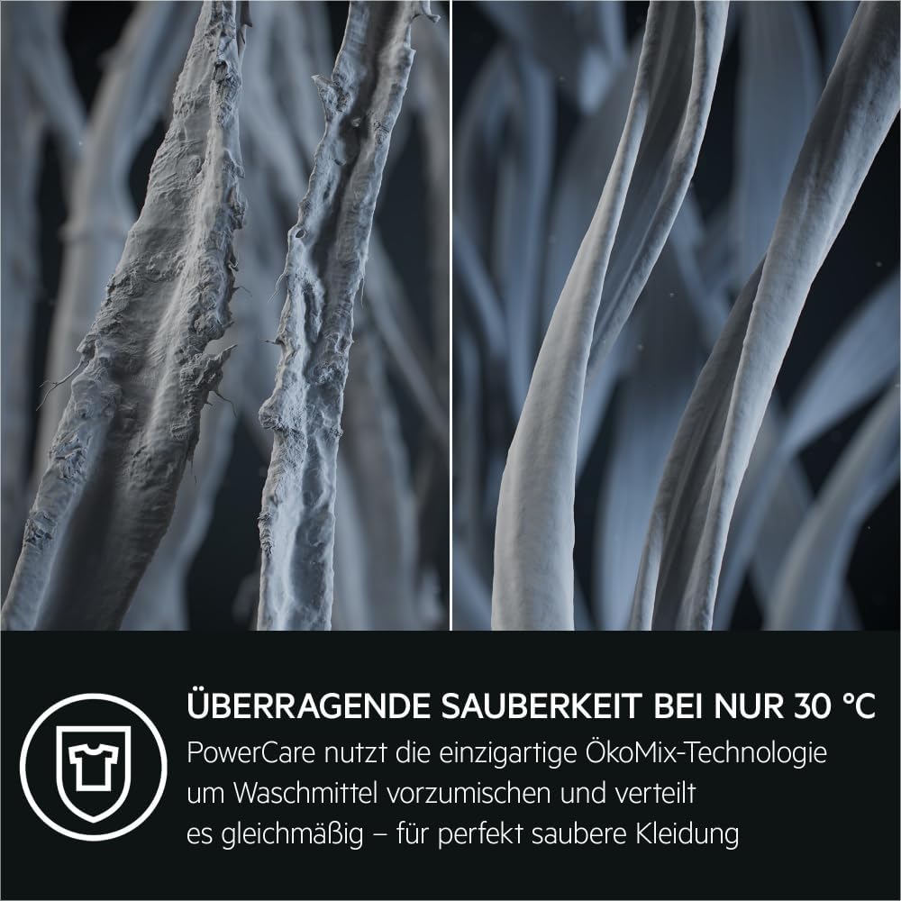 AEG Waschmaschine, PowerCare: Vormisch-Technologie 8kg-in-59Min Waschen, 10 kg, Mengenautomatik, WiFi, Nachlege- & Auffrischfunktion, Wasserstopp, 1600 U/min, Leise, Frontlader, LR8E80600