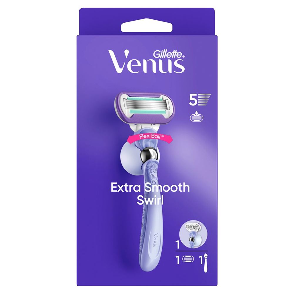 Gillette Venus Extra Smooth Swirl Rasierapparat mit 1 Klinge   Duschhänger 1 Stk