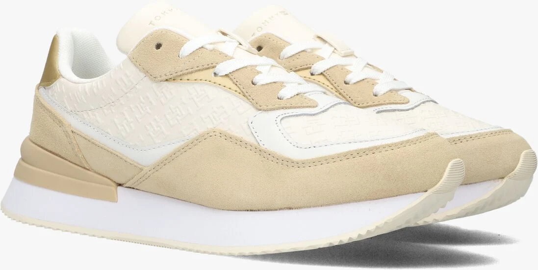 TOMMY HILFIGER beige tommy hilfiger lage sneakers lux monogram runner