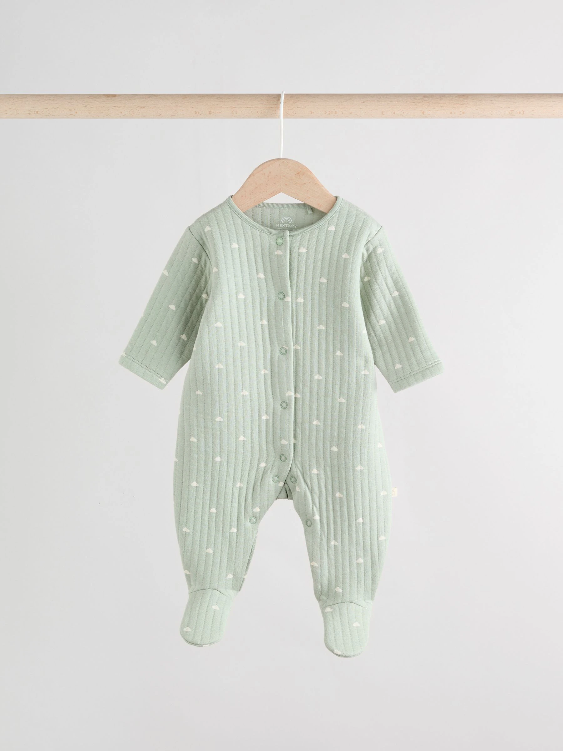 Grijs-groen - Baby Quilted Sleepsuits 2 Pack